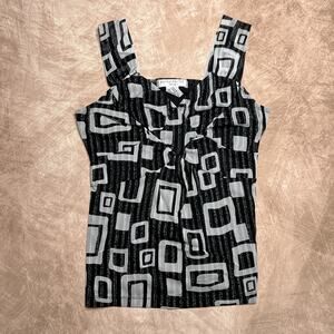 Vintage 90s Pursuits ltd. Geometric Metallic Tank Top Black Gray Party Mod Disco